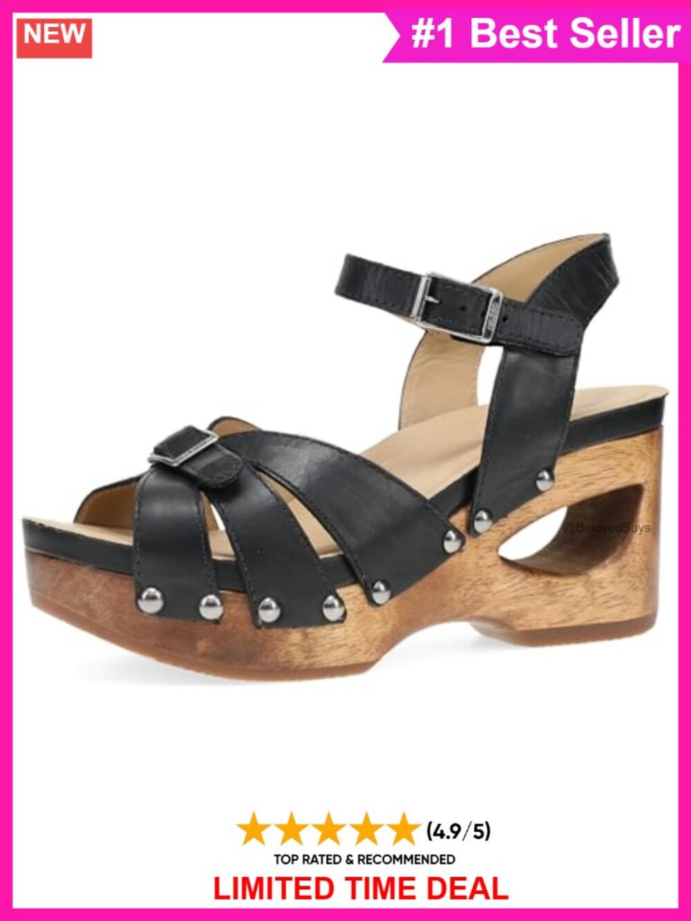 Leather Heeled Sandal Open Toe Adjustable Buckle Dressy 3.5 Inch Heel